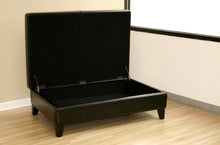 Mireio Black Leather Storage Ottoman