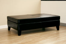 Mireio Black Leather Storage Ottoman