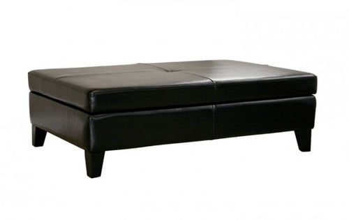 Mireio Black Leather Storage Ottoman