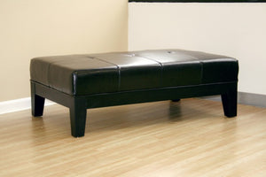 Sandrine Black Leather Cocktail Ottoman