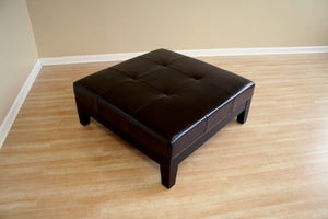 Tullio Dark Brown Leather Cocktail Ottoman